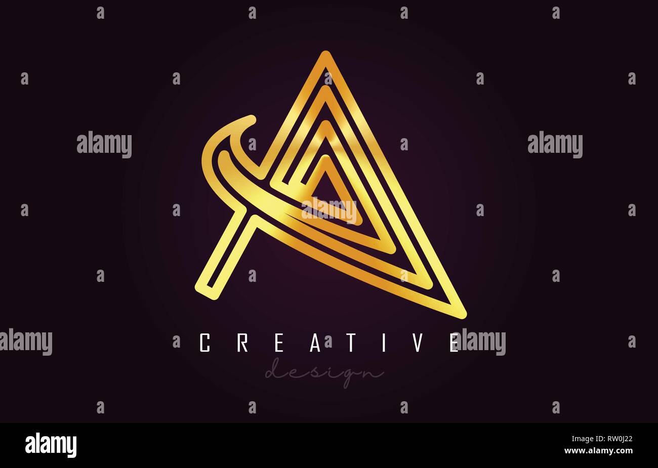 A Golden Letter Logo Monogram Vector Design. Creative A Gold Metal ...