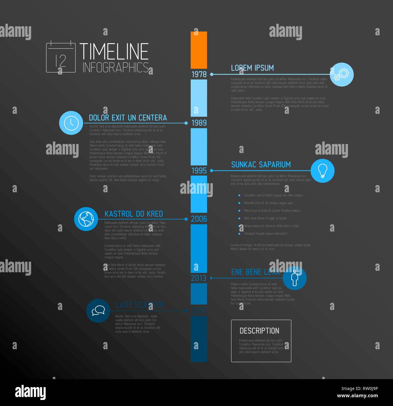 Vector Infographic timeline report template with the biggest milestones ...