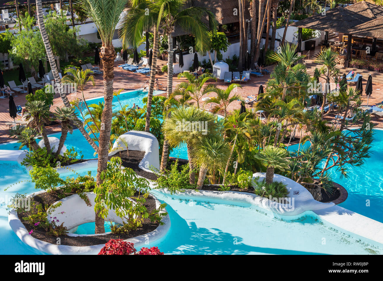 Luxury 5 star Hotel Jardin Tropical in Costa Adeji Tenerife Stock Photo