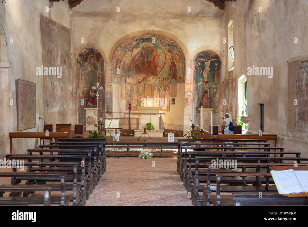 The Chiesa di San Pietro church in Sirmione on Lake Garda Stock Photo