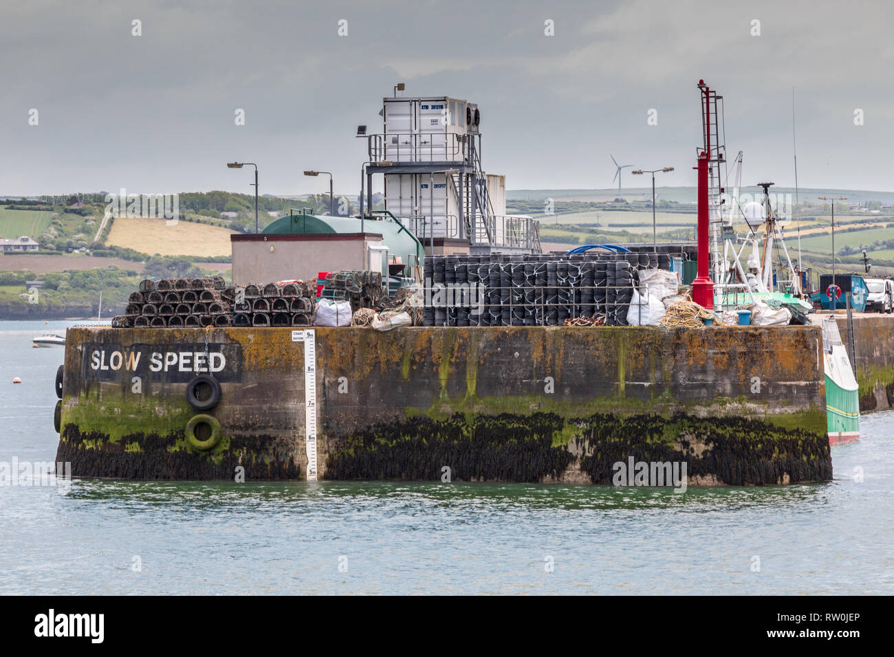 Padstow harbour entrance and breakwater, Cornwall Stock Photo