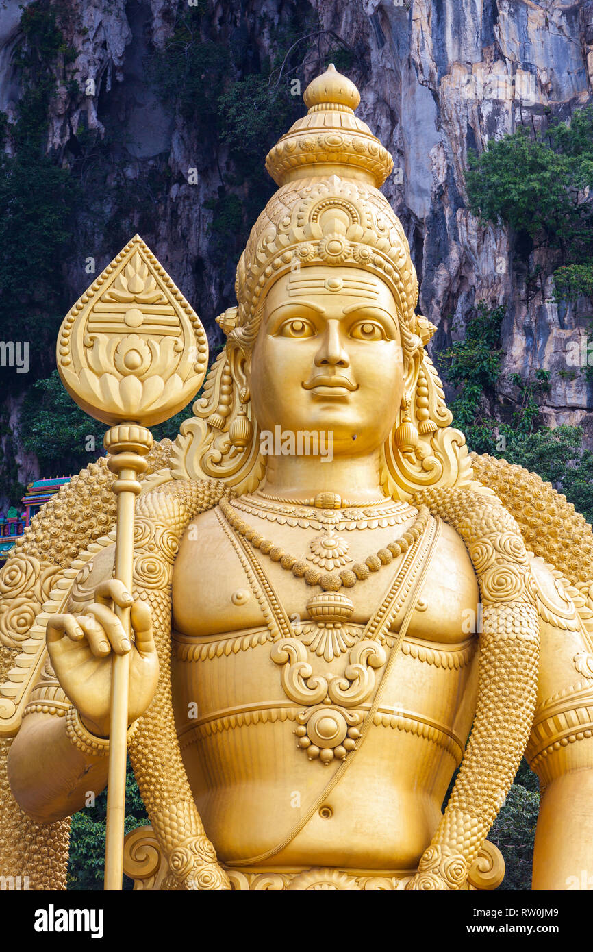 Batu Caves, Hindu God Murugan, God of War, Selangor, Malaysia. Stock Photo