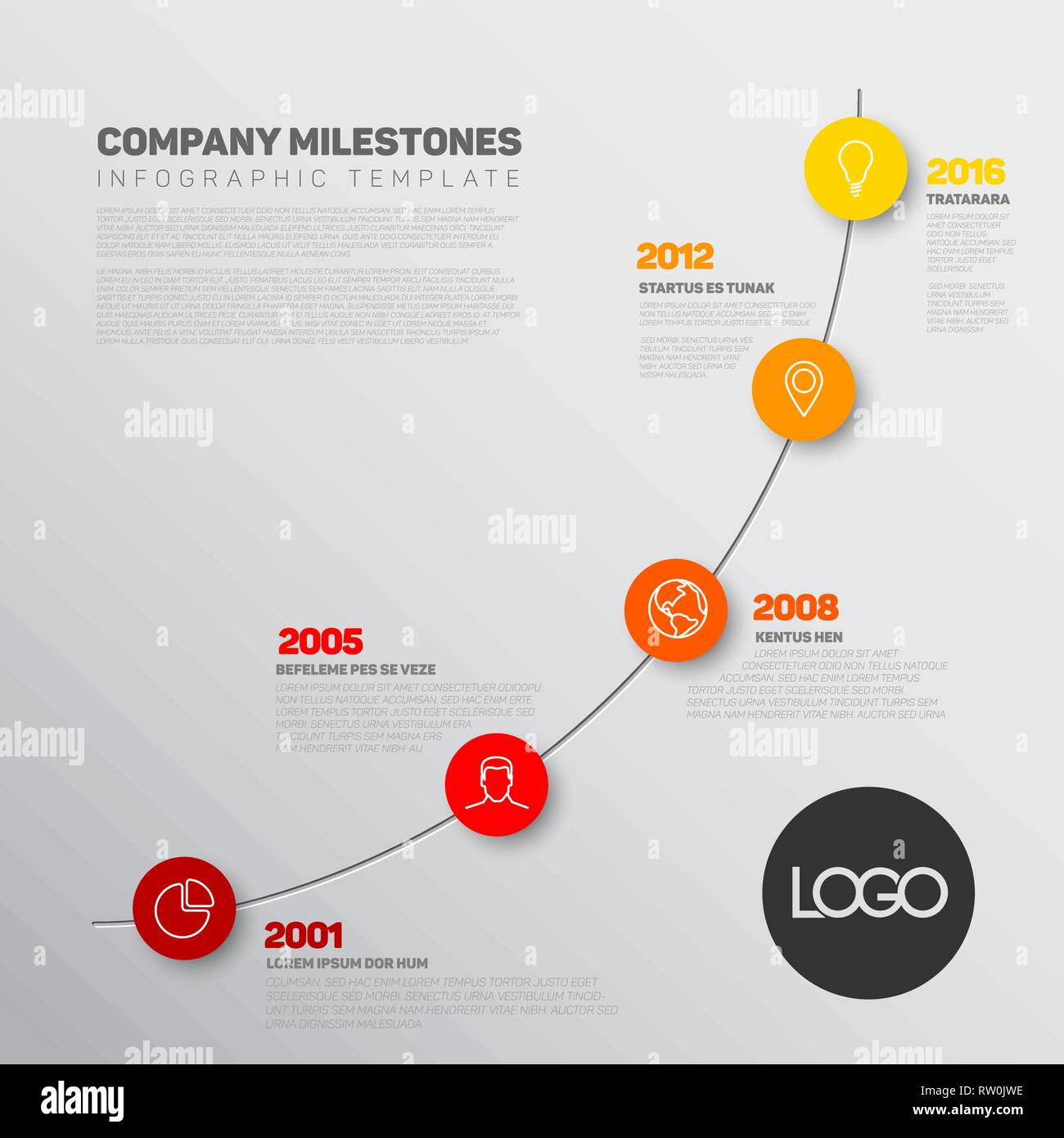 Vector Infographic timeline report template with the biggest milestones ...