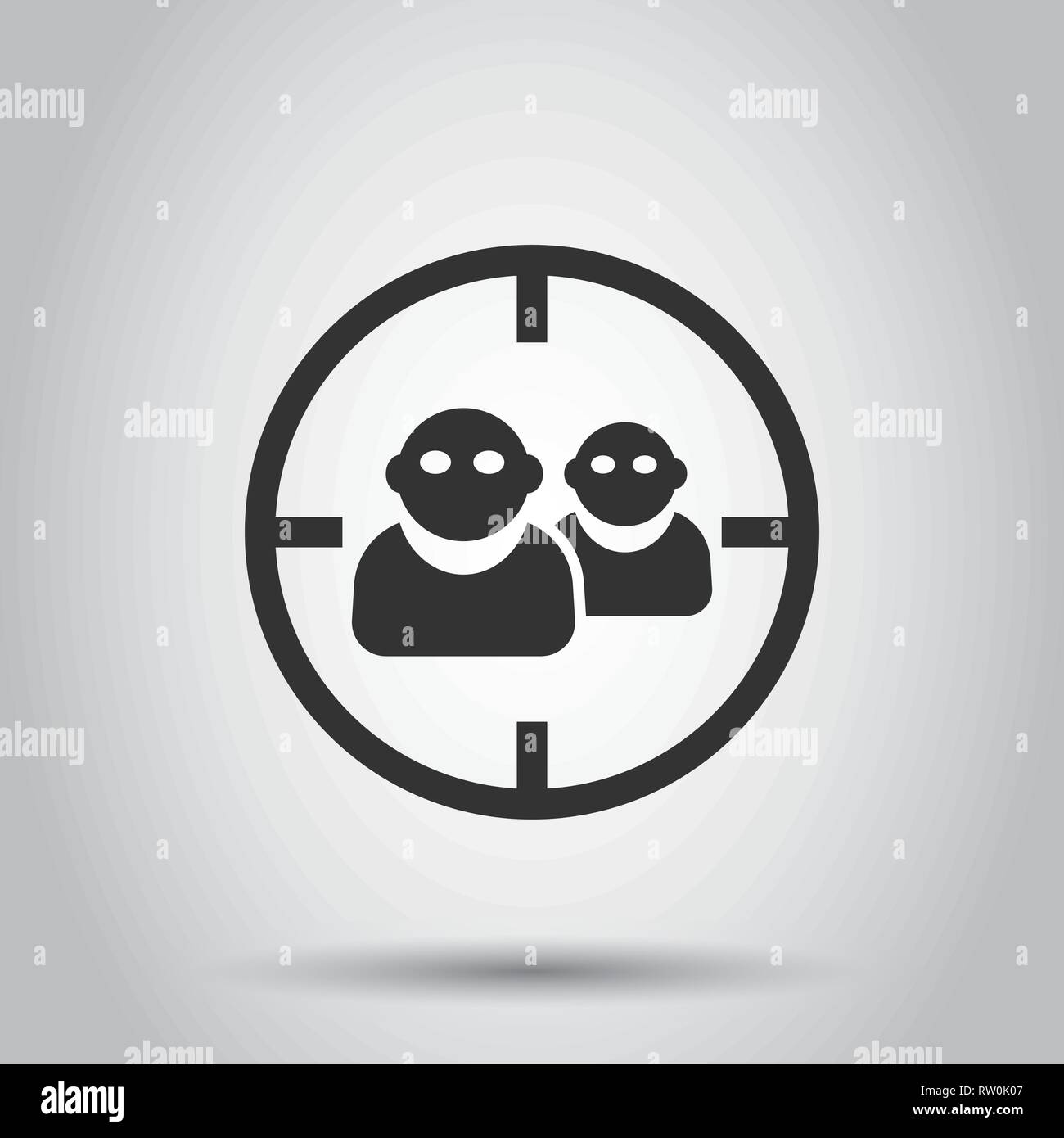 Target audience icon in flat style. Focus on people vector illustration ...