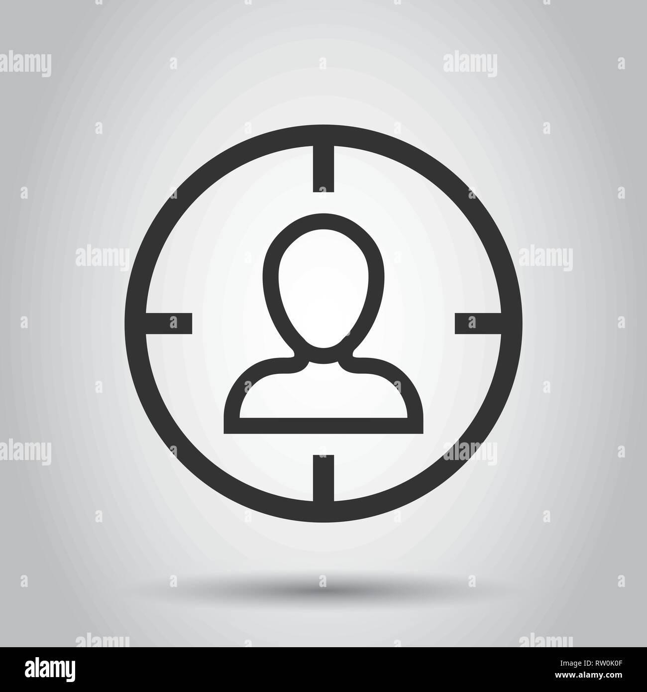 Target audience icon in flat style. Focus on people vector illustration ...