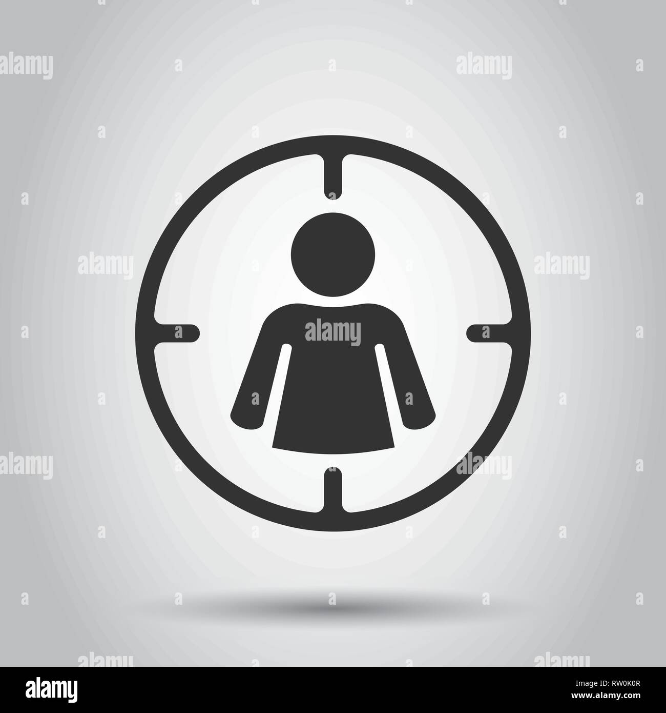 Target audience icon in flat style. Focus on people vector illustration ...
