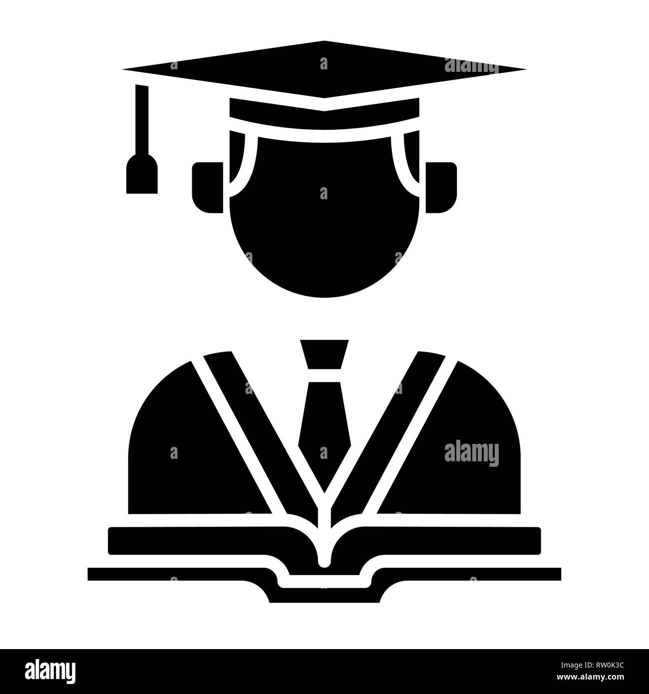 Graduatee Icon, Vector Illustration, Education Glyph Stock Photo
