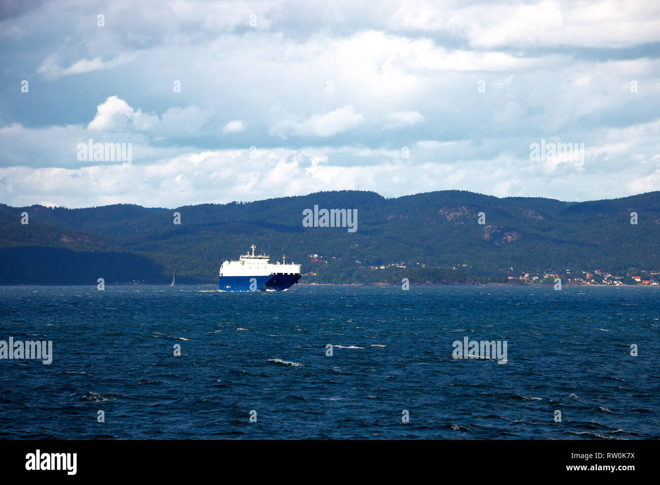 The ferry boat that connects Horten to Moss in Norway. Stock Photo