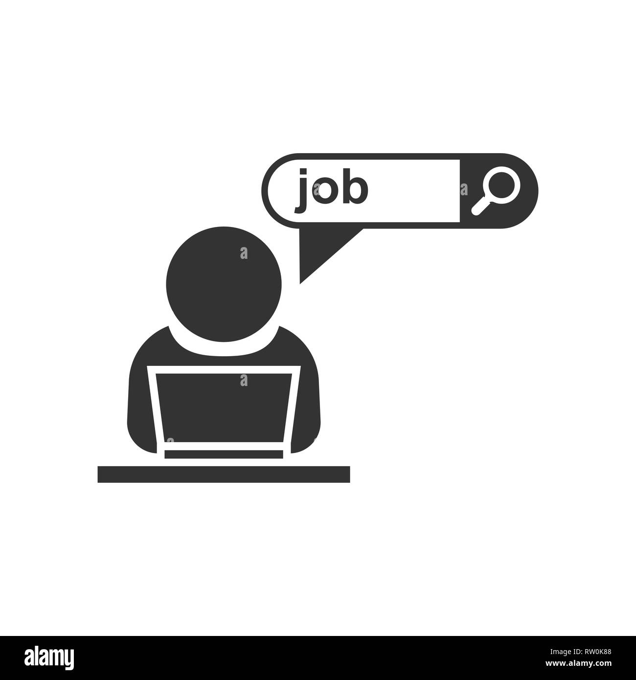 Search job vacancy icon in flat style. Laptop career vector