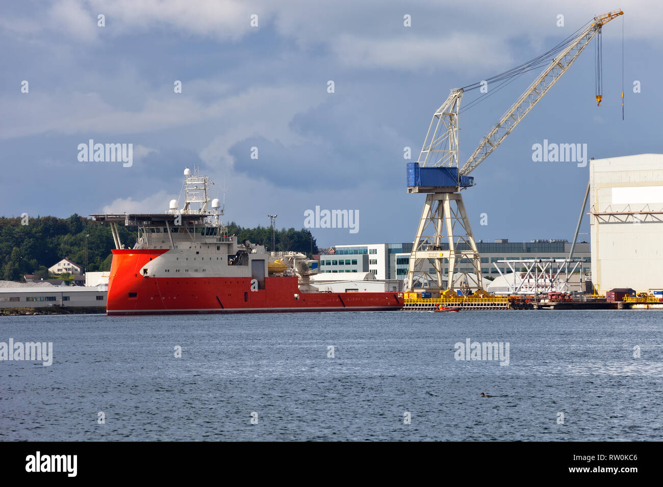 A large crane in the harbour of Stavanger, Norway. Stock Photo