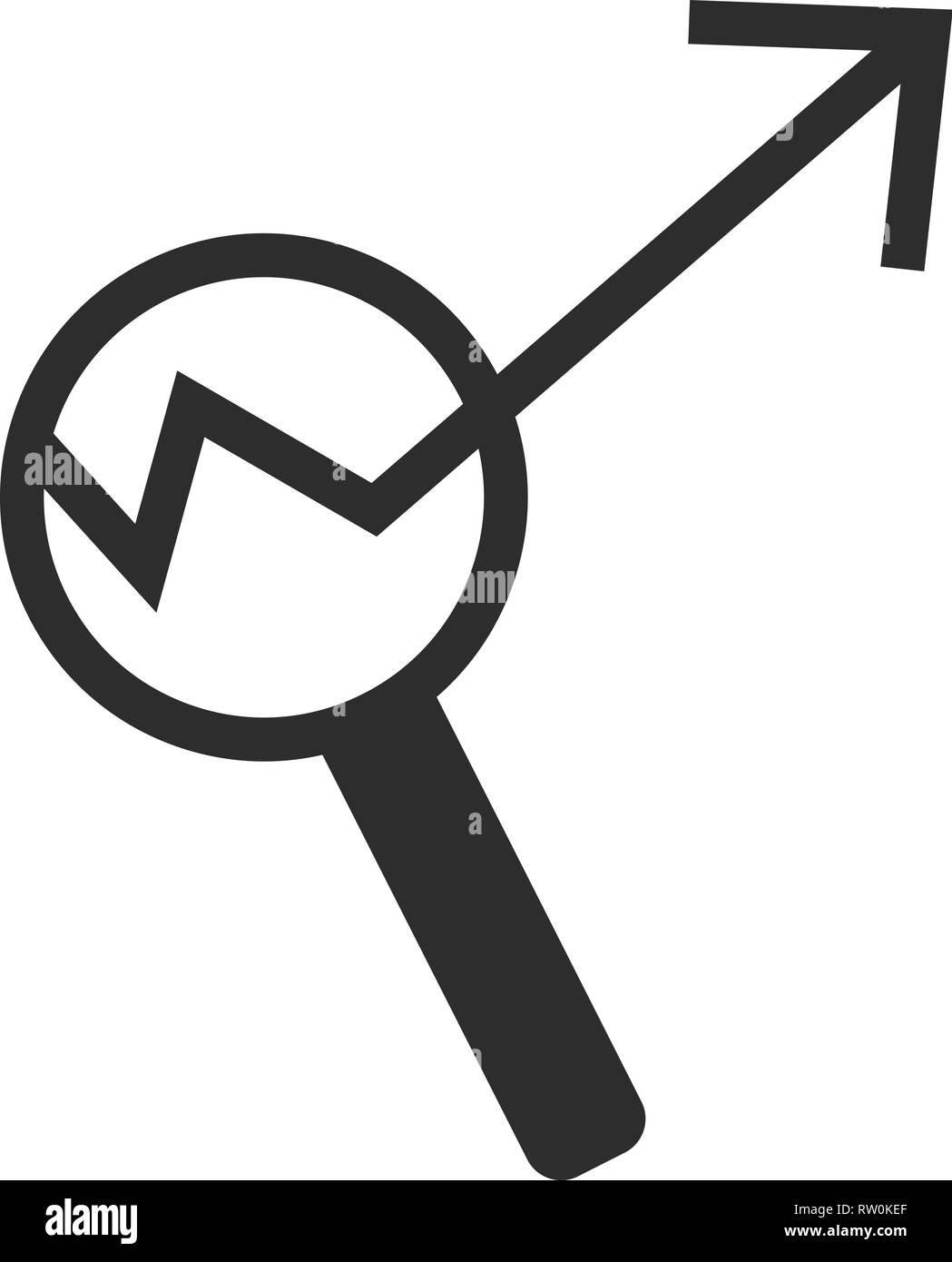 Chart simple icon. Report graph or Sales growth sign in Magnifying ...