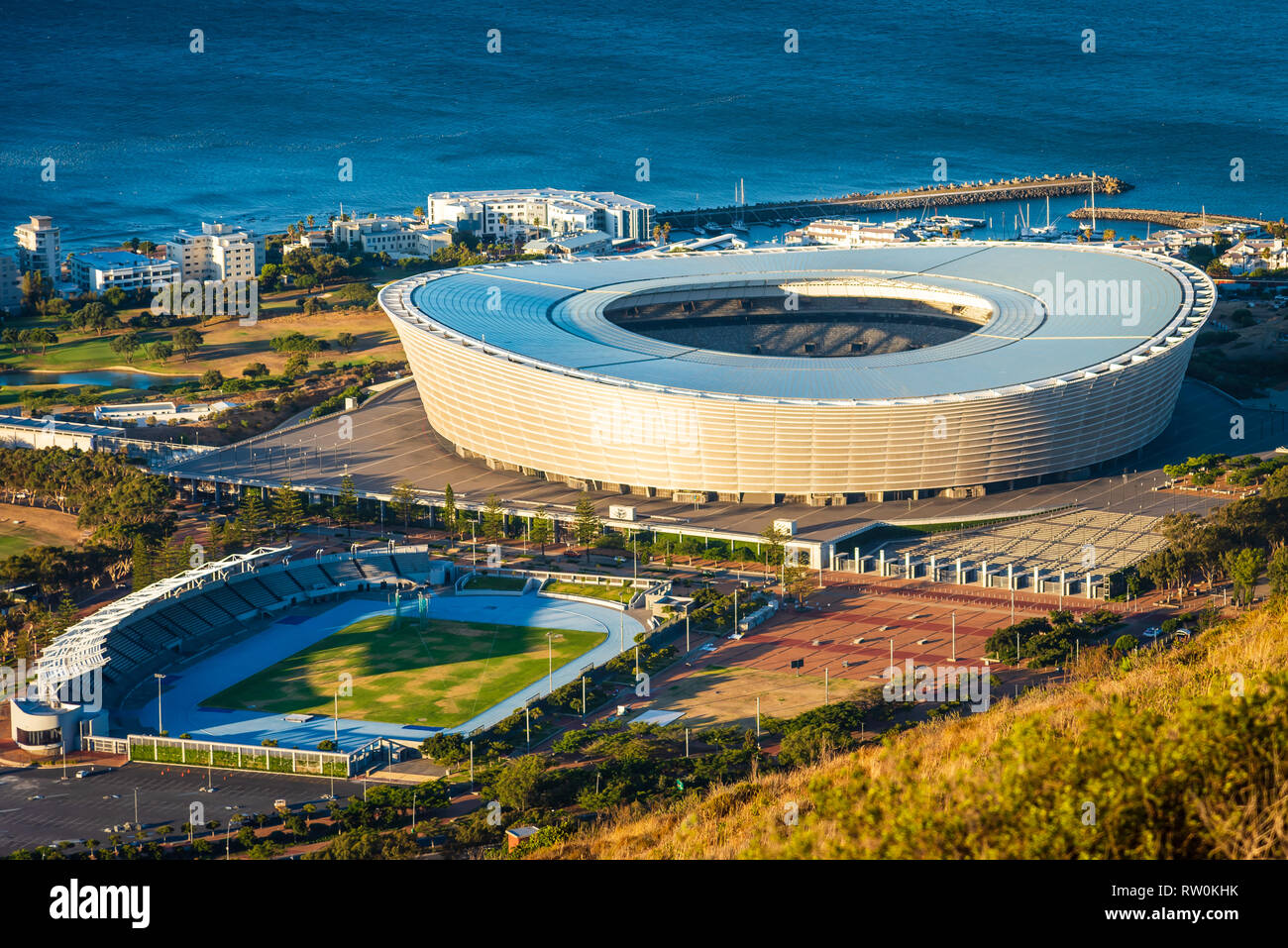 The view of Cape Town Stadium from Signal Hill, Cape Town, South Africa Stock Photo