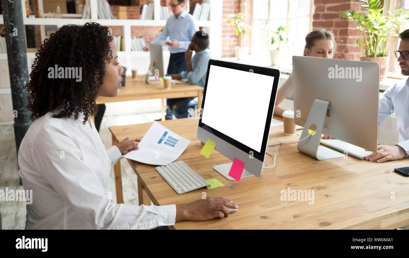 Mockup on laptop black female hi-res stock photography and images - Alamy