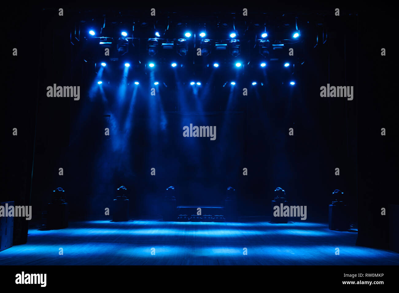 Free stage with lights, background of empty stage, spotlight, neon light,  smoke Stock Photo - Alamy