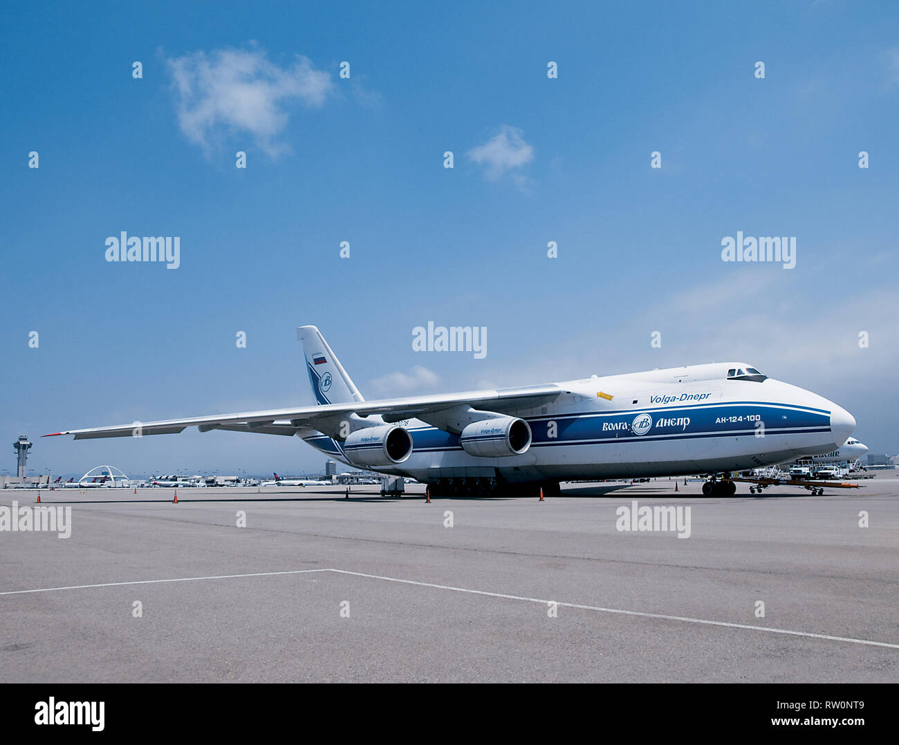 Volga-Dnepr Antonov AN-124 Heavy Lifter Aircraft Stock Photo