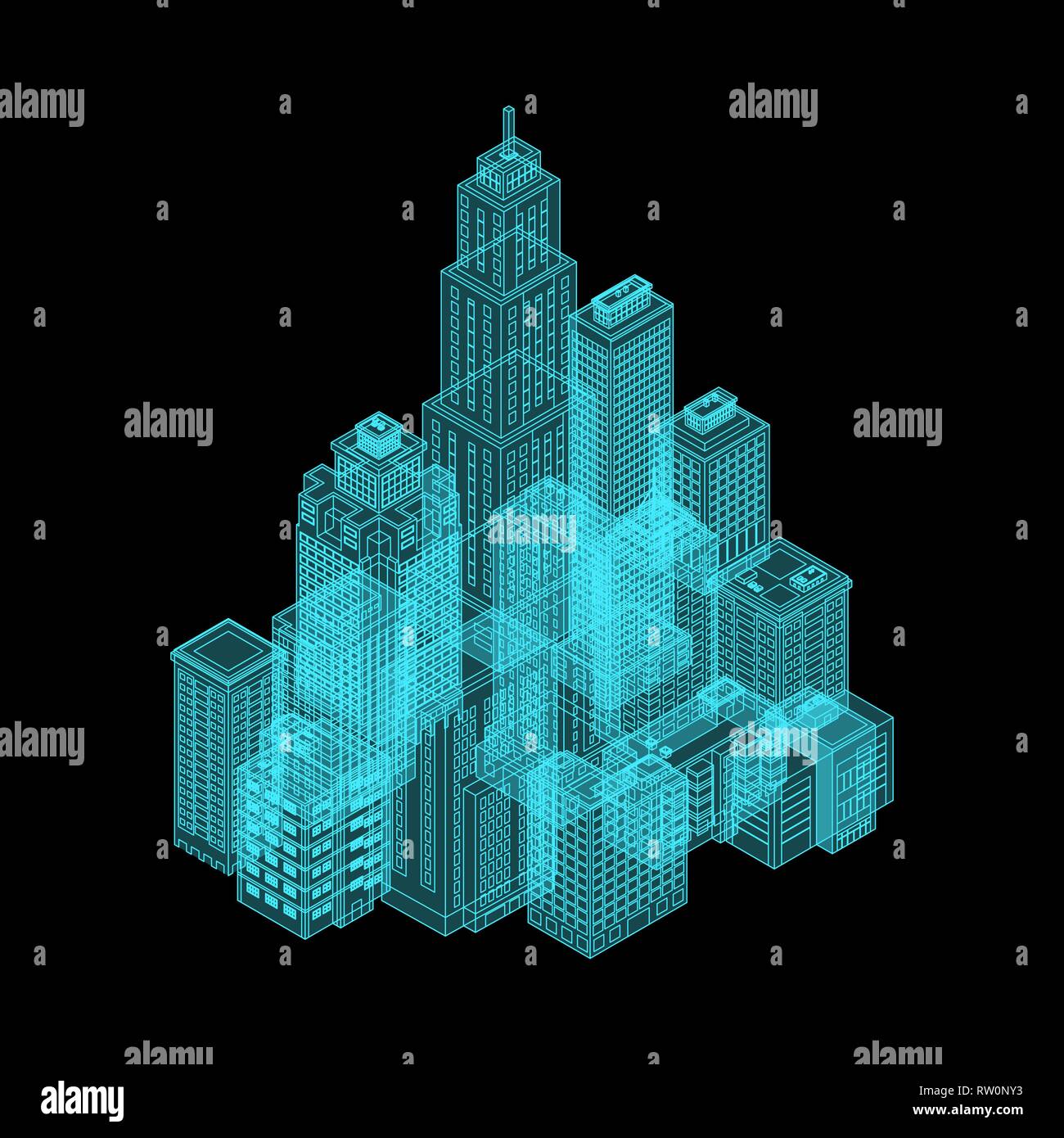 Vector Isometric Holography City Stock Vector Image & Art - Alamy