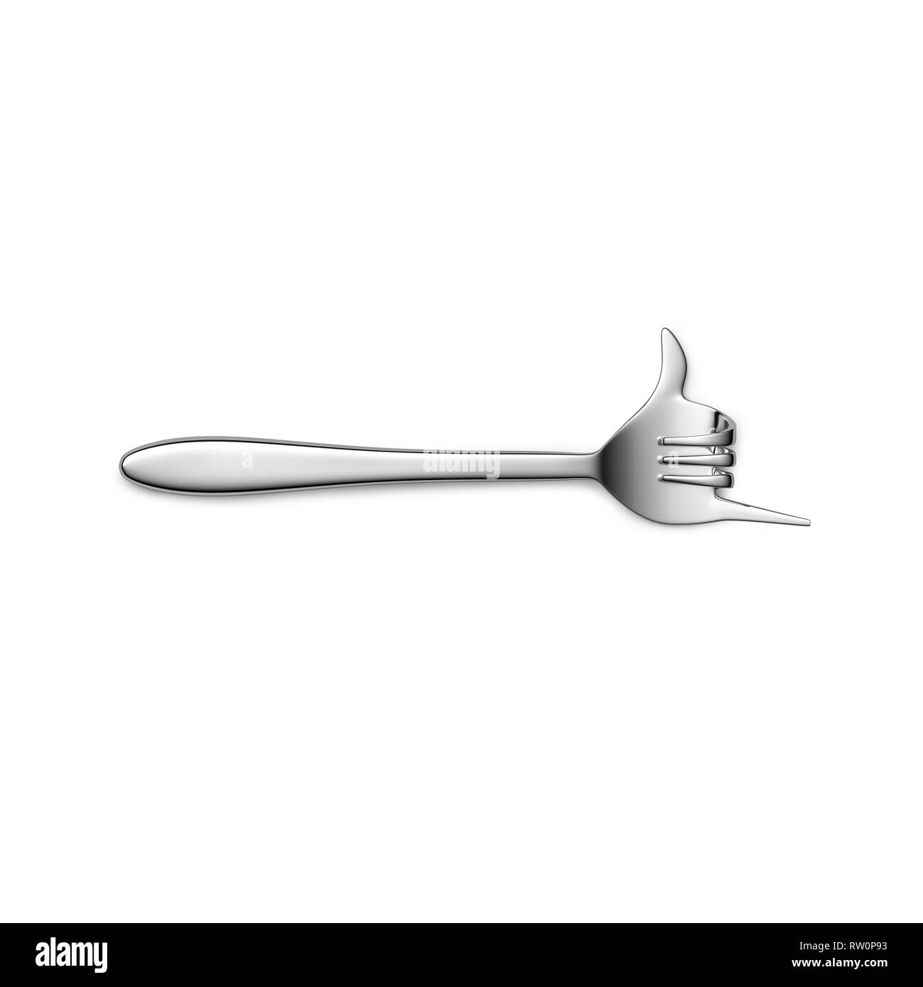 Fork hand finger gesture for shelter isolated on white background. 3d illustration Stock Photo