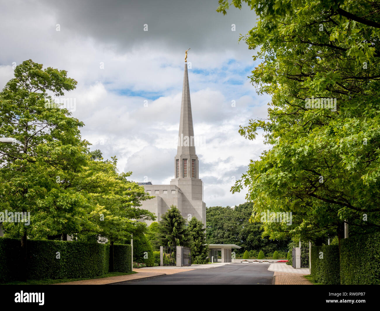 The Preston England Temple, 52nd operating temple of The Church of Jesus Christ of Latter-day Saints (LDS Church), Chorley, Lancashire, UK. Built in19 Stock Photo