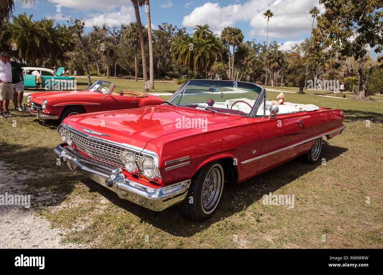 Estero Florida Usa February 23 19 Red 1963 Chevrolet Impala Convertible At The 10th Annual Classic Car And Craft Show At Historic Koreshan St Stock Photo Alamy Estero Florida Usa February 23 19 Red 1963 Chevrolet Impala Convertible At The 10th Annual Classic Car And Craft Show At Historic Koreshan St Stock Photo Alamy