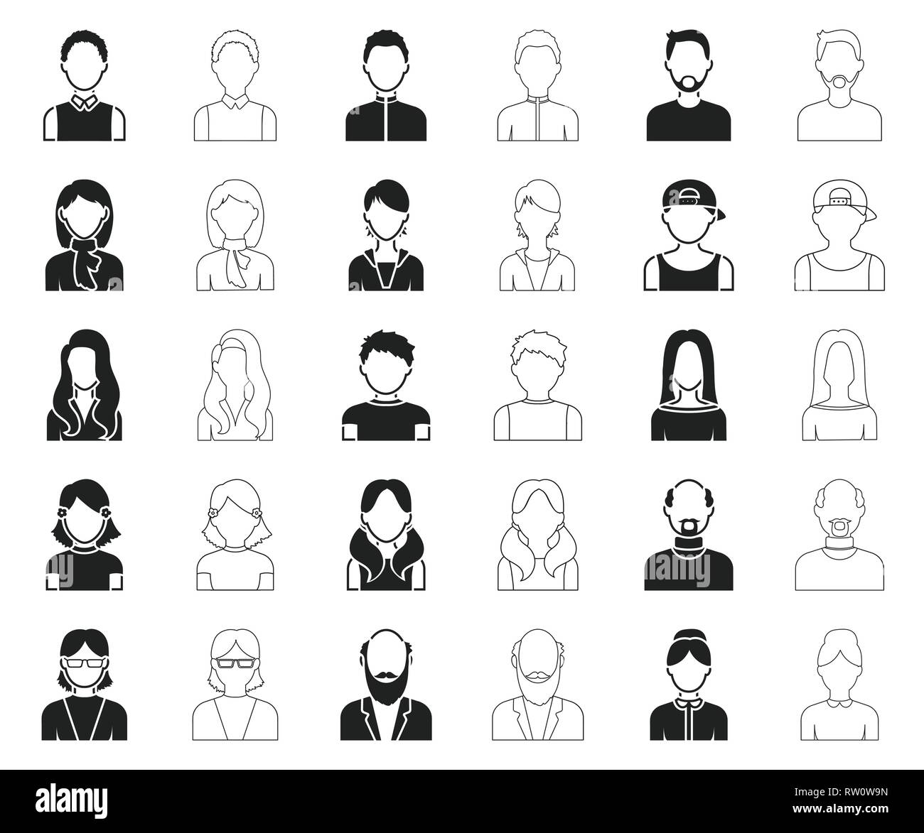 appearance,art,athlete,avatar,bald,beard,black,outline,boy,collection,design,dress,face,facial expression,fashion,girl,glasses,grandfather,grandmother,hairstyle,head,human,icon,illustration,isolated,logo,man,mustache,outside,people,person,portrait,set,sign,stepfather,stepmother,style,symbol,teacher,tie,user,vector,web,woman,working Vector Vectors , Stock Vector