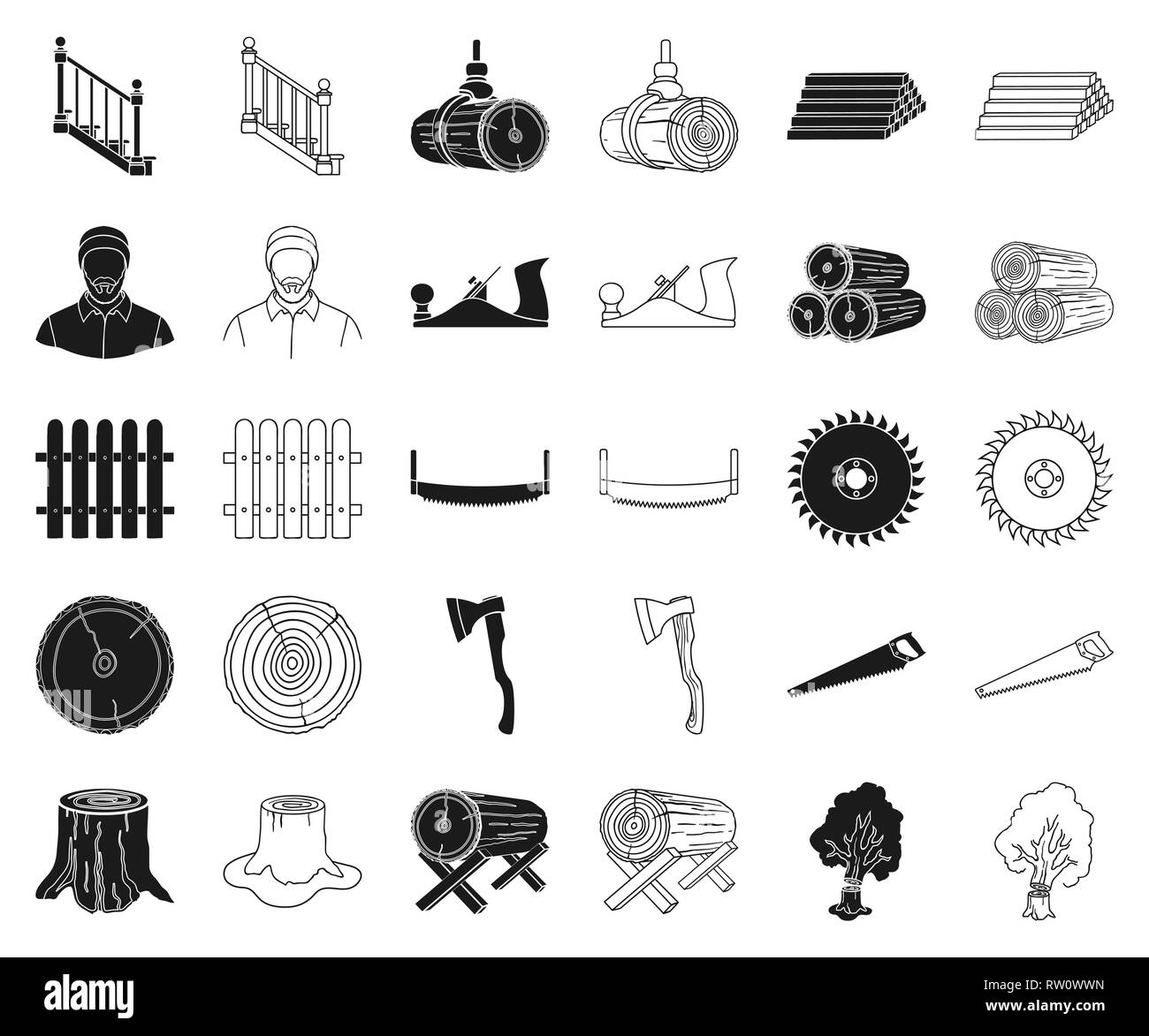 art,axe,black,outline,chisel,collection,crane,cross,design,disc,equipment,falling,fence,goats,hand,hydraulic,icon,illustration,isolated,jack,logo,logs,lumber,lumbers,lumbrejack,plane,processing,product,production,saw,sawing,sawmill,section,set,sign,stack,stairs,stump,symbol,timber,tools,tree,two-man,vector,web Vector Vectors , Stock Vector