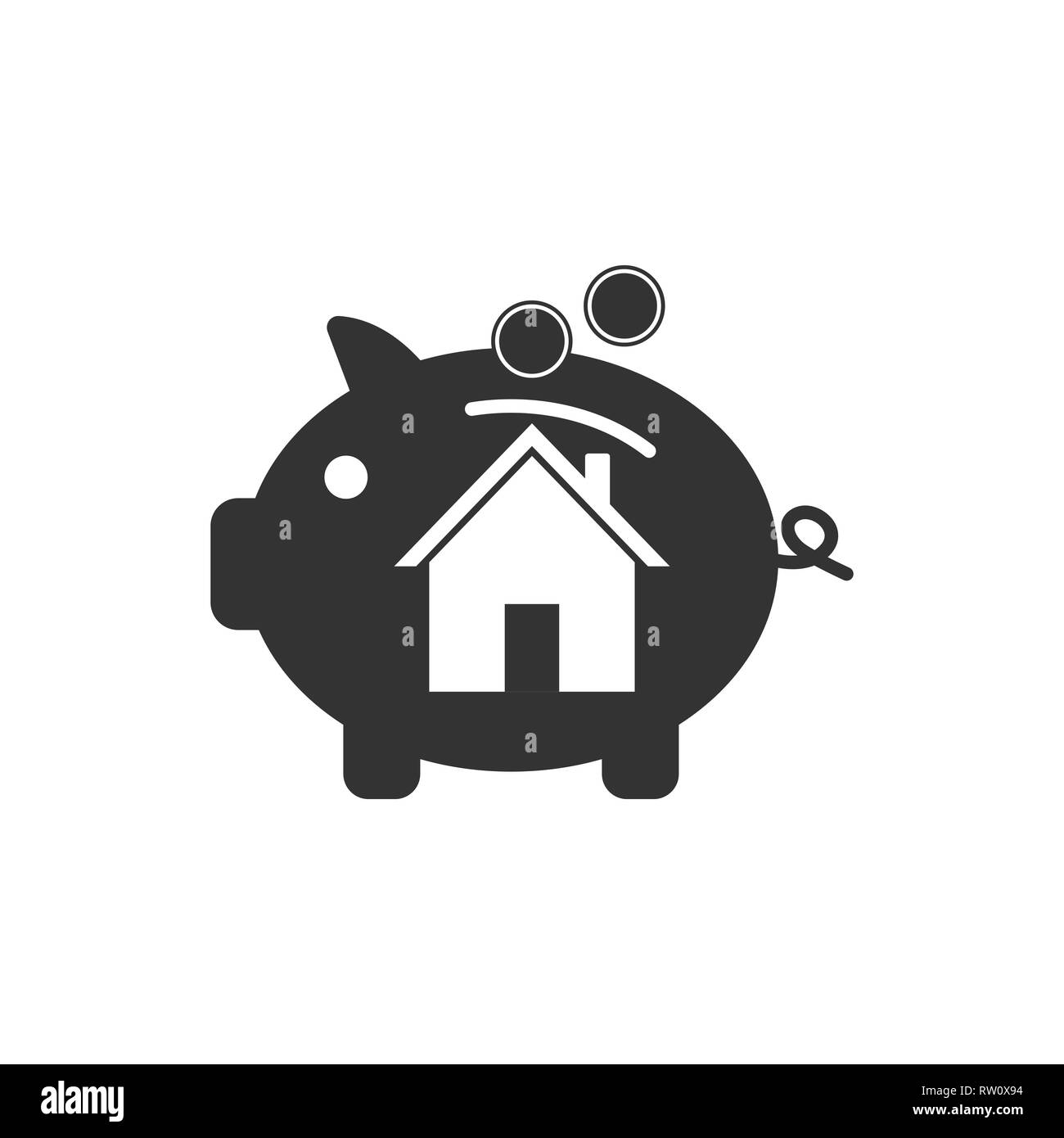Vector illustration,  House savings pig icon Stock Vector