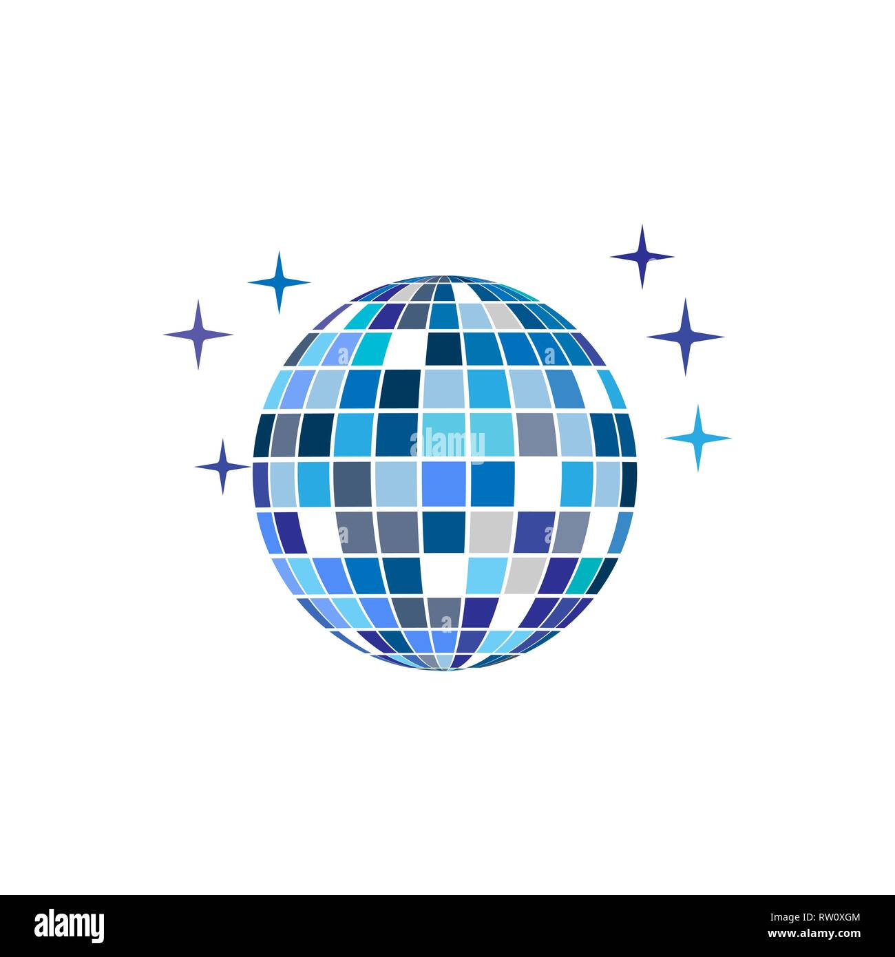Disco ball icon white background. Vector illustration, flat Stock ...
