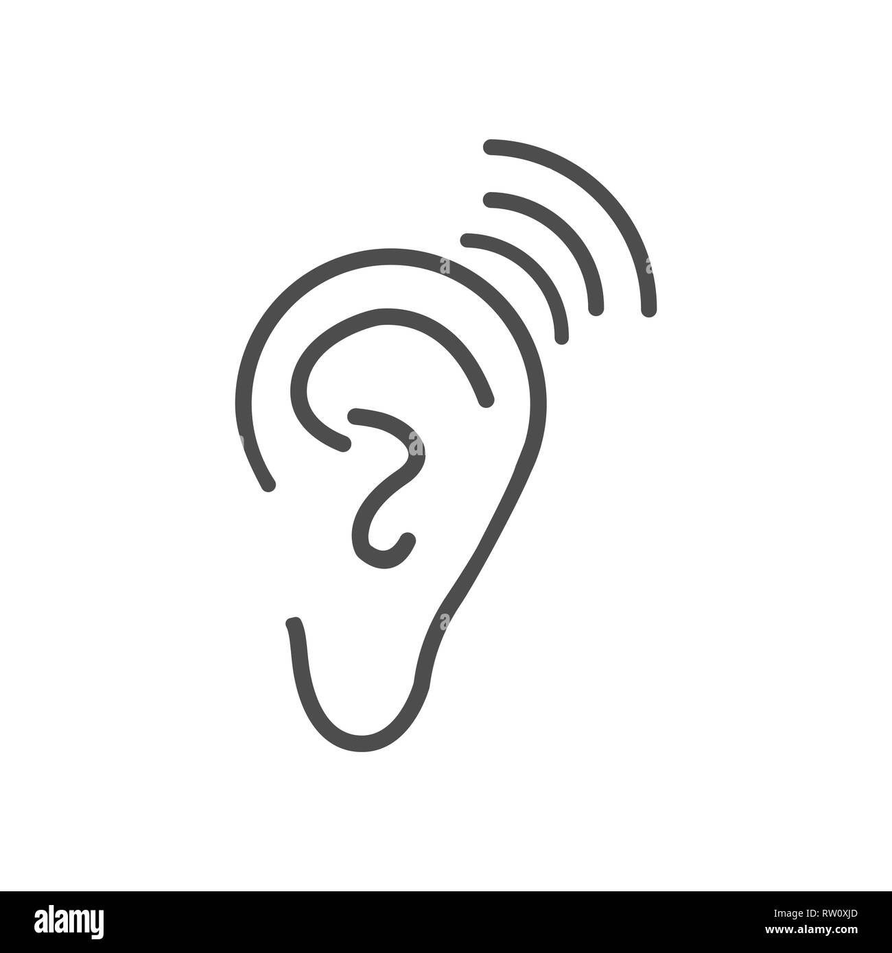 Ear hearing icon. Vector illustration flat Stock Vector