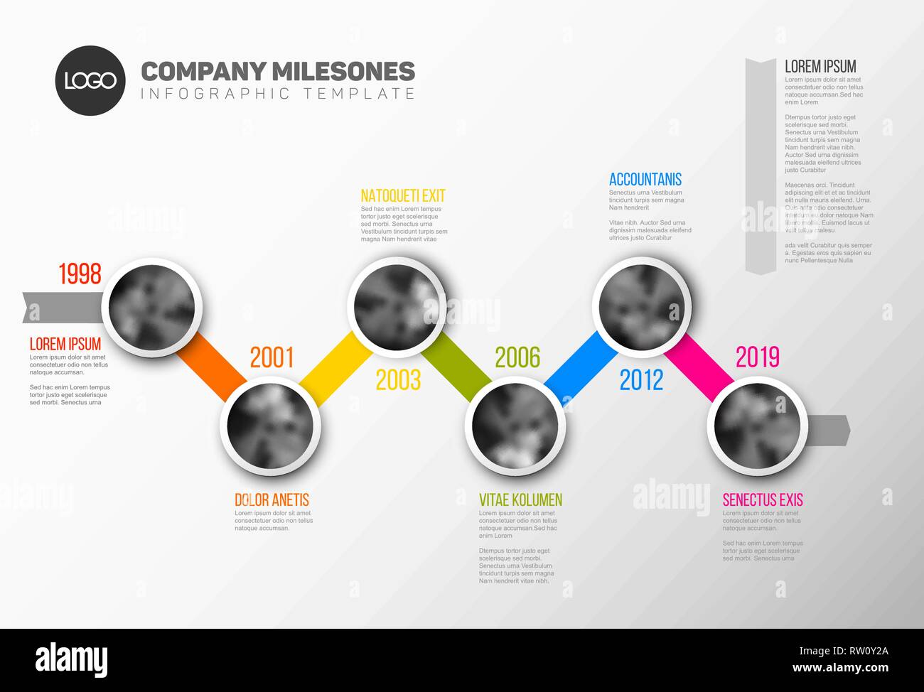 Vector Infographic Company Milestones Timeline Template With Circle Photo Placeholders On 4379