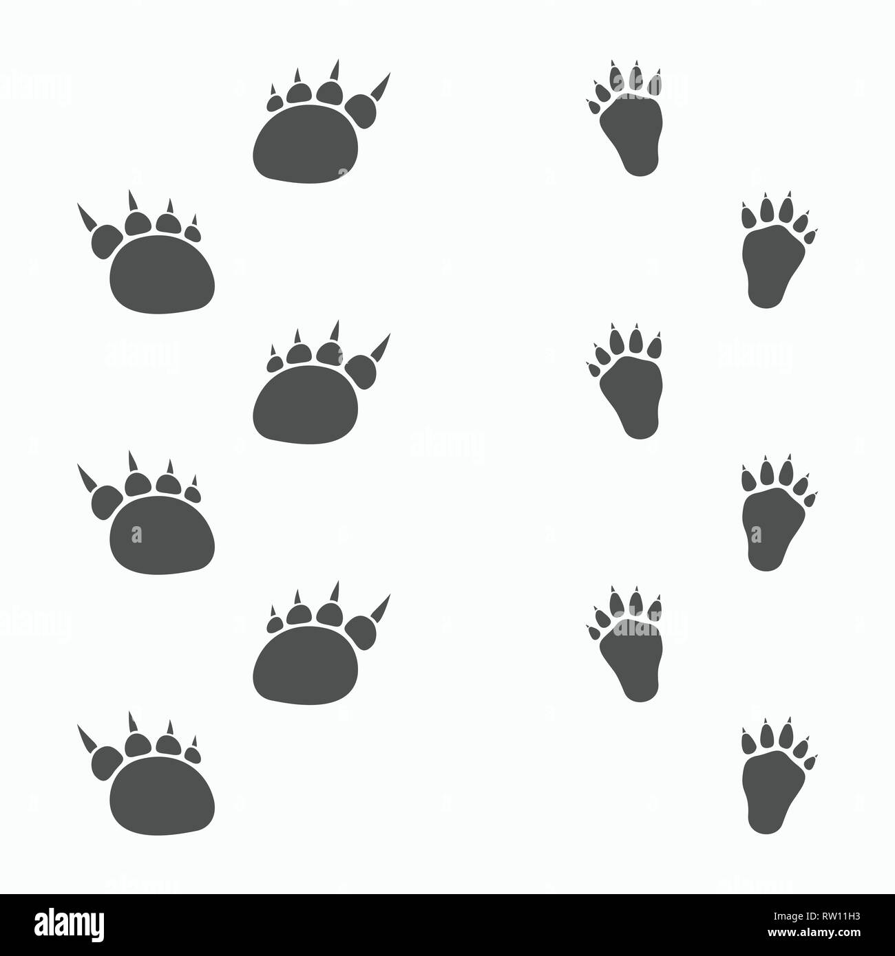 Animals footprints isolated on light background. Vector illustration. Stock Vector
