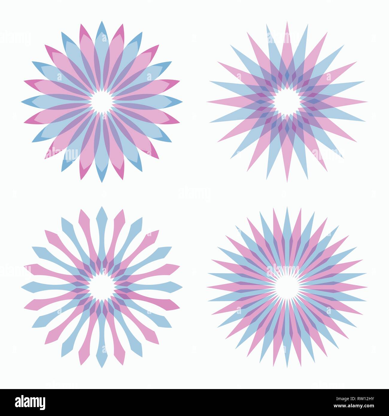 Set of abstract circular geometric shapes. Sacred geometry. Sunburst