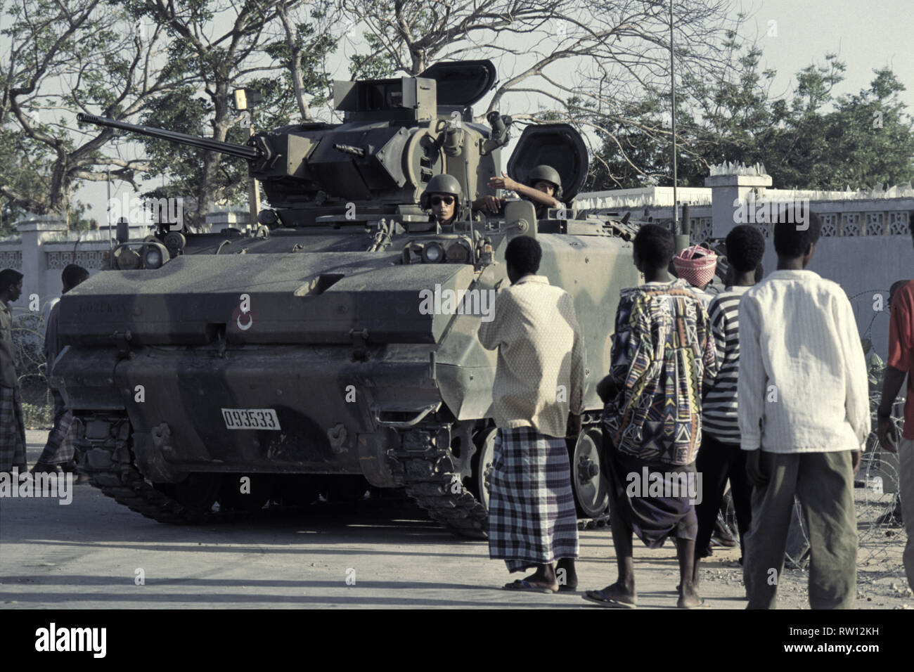 17th October 1993 An FNSS Defense Systems Turkish IFV (Infantry Fighting Vehicle) near UNOSOM Headquarters in Mogadishu, Somalia. Stock Photo
