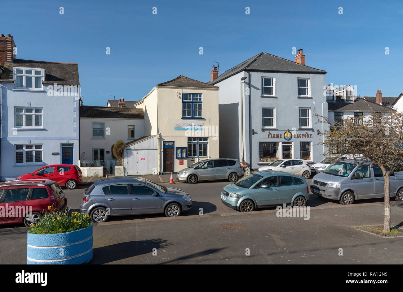 The Quay, Appledore, North Devon, England, UK. February 2019.  The  small library and visitor centre on the quayside of this popular Devonshire town. Stock Photo