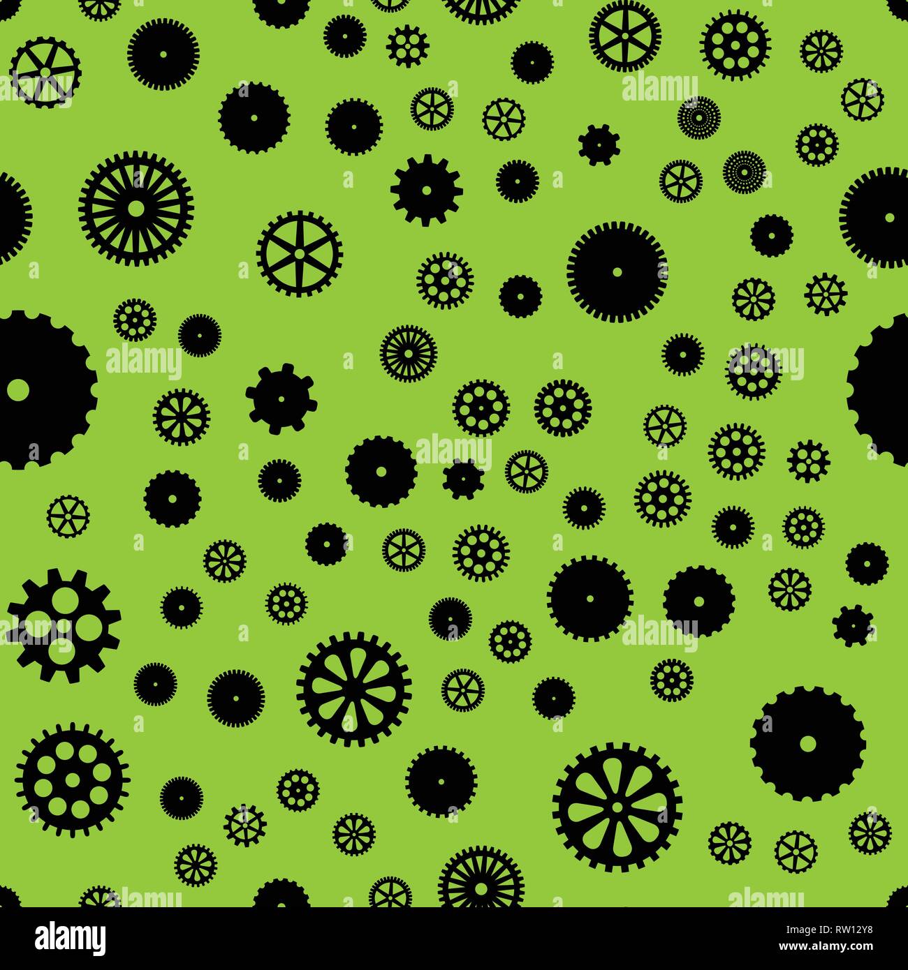 abstract vector black flat gears seamless pattern Stock Vector
