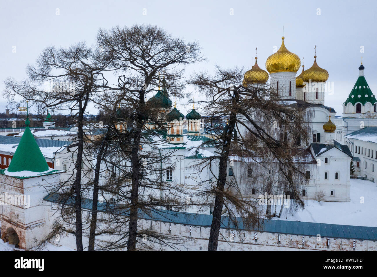 Aerial view of orthodox shrine Holy Trinity Ipatievsky monastery in ...