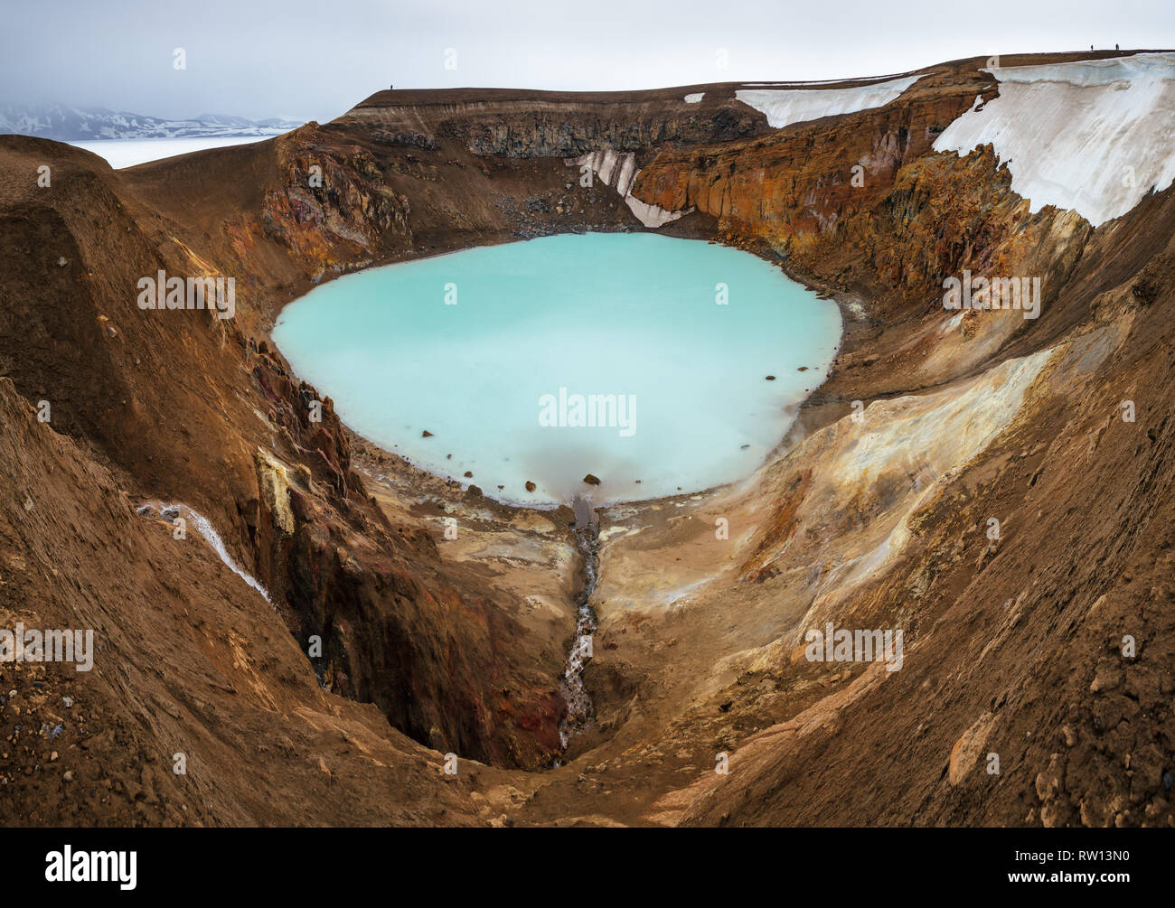 Panoramic View Of Viti Geothermal Lake In Askja Caldera A Popular Tourist Destination At Highlands Of Iceland Scandinavia Oskjuvatn Lake Is Seen In Stock Photo Alamy