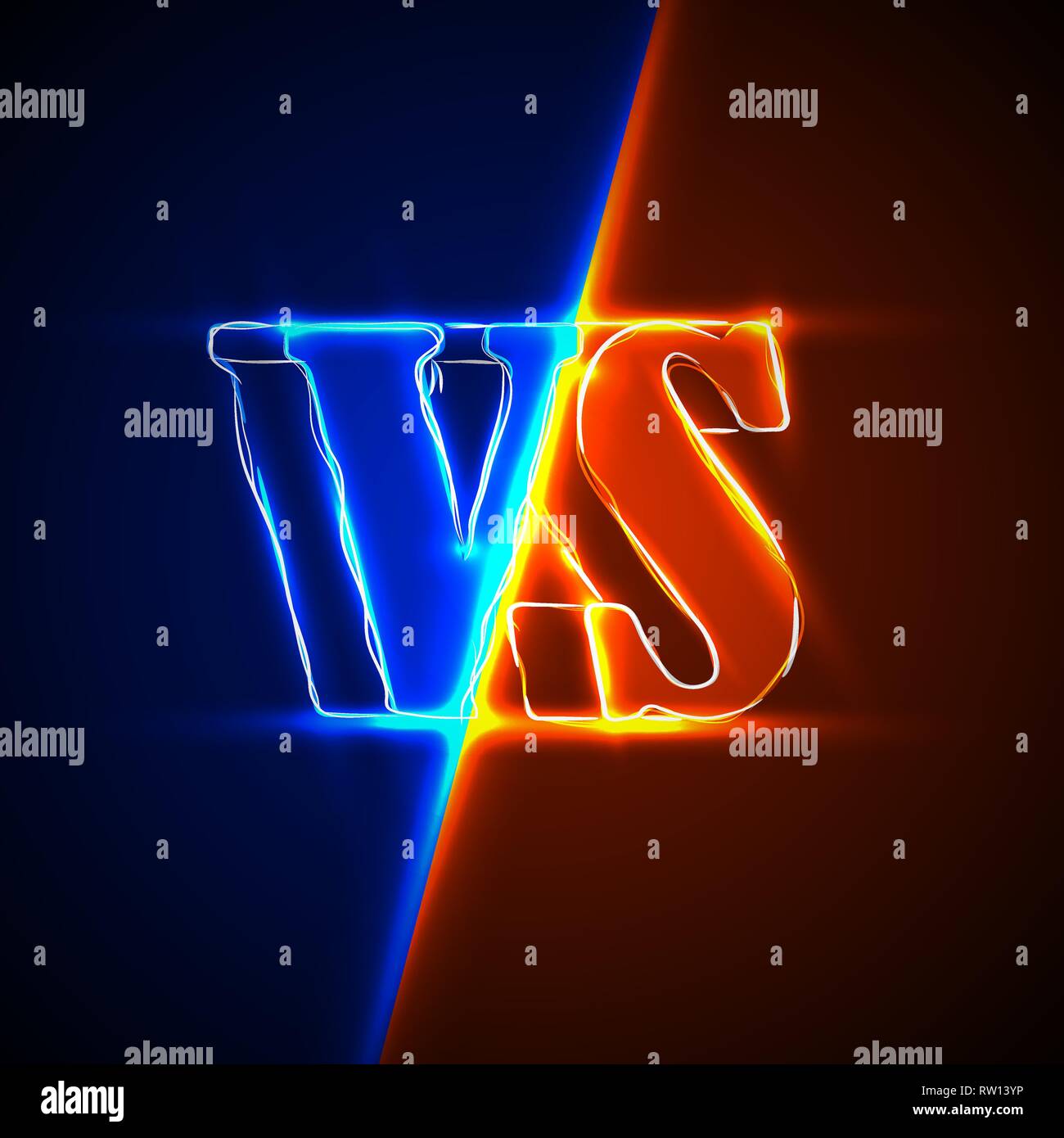 Neon Versus Logo. VS Vector Letters Illustration. Competition Icon. Fight Symbol. Stock Vector
