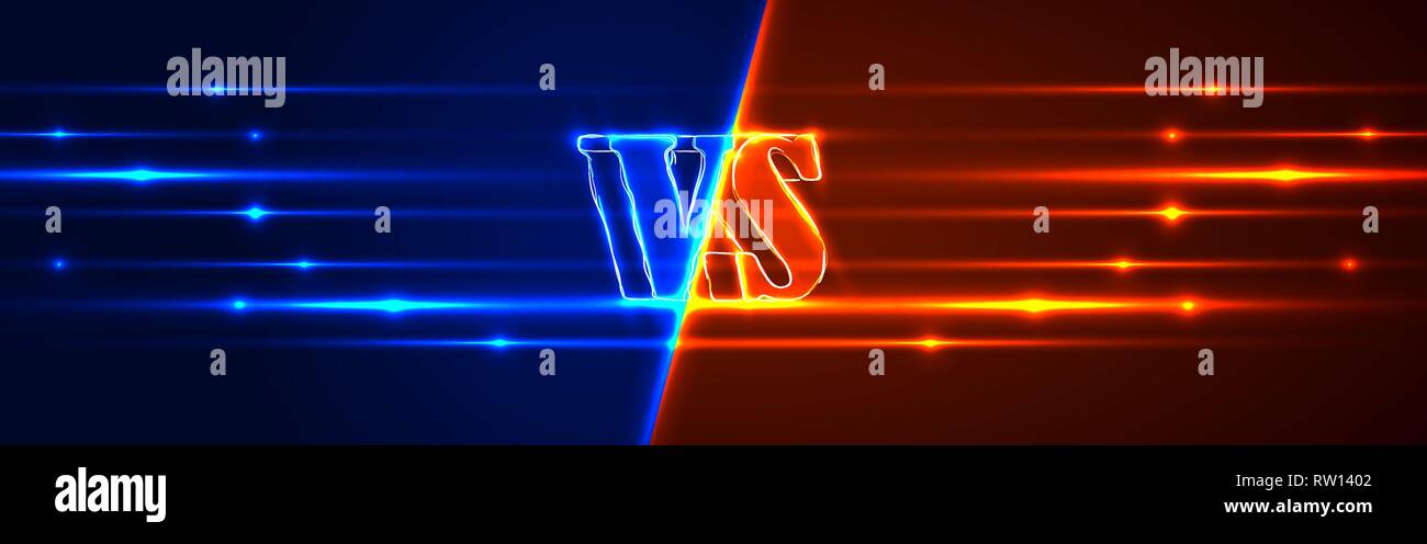 Neon Versus Logo. VS Vector Letters Illustration. Competition Icon. Fight Symbol. Stock Vector