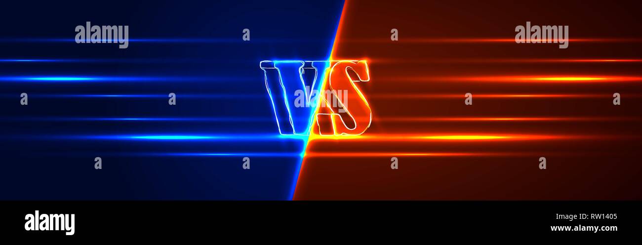 Neon Versus Logo. VS Vector Letters Illustration. Competition Icon. Fight Symbol. Stock Vector