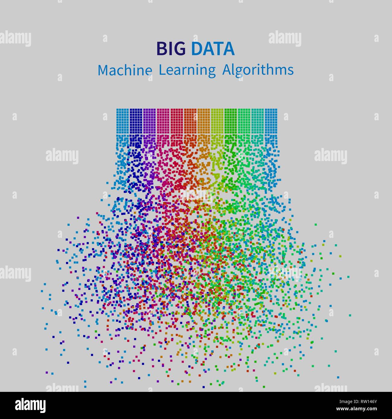 BIG DATA Machine Learning Algorithms. Analysis of Information Minimalistic Infographics Design. Science/Technology Background. Vector Illustration. Stock Vector