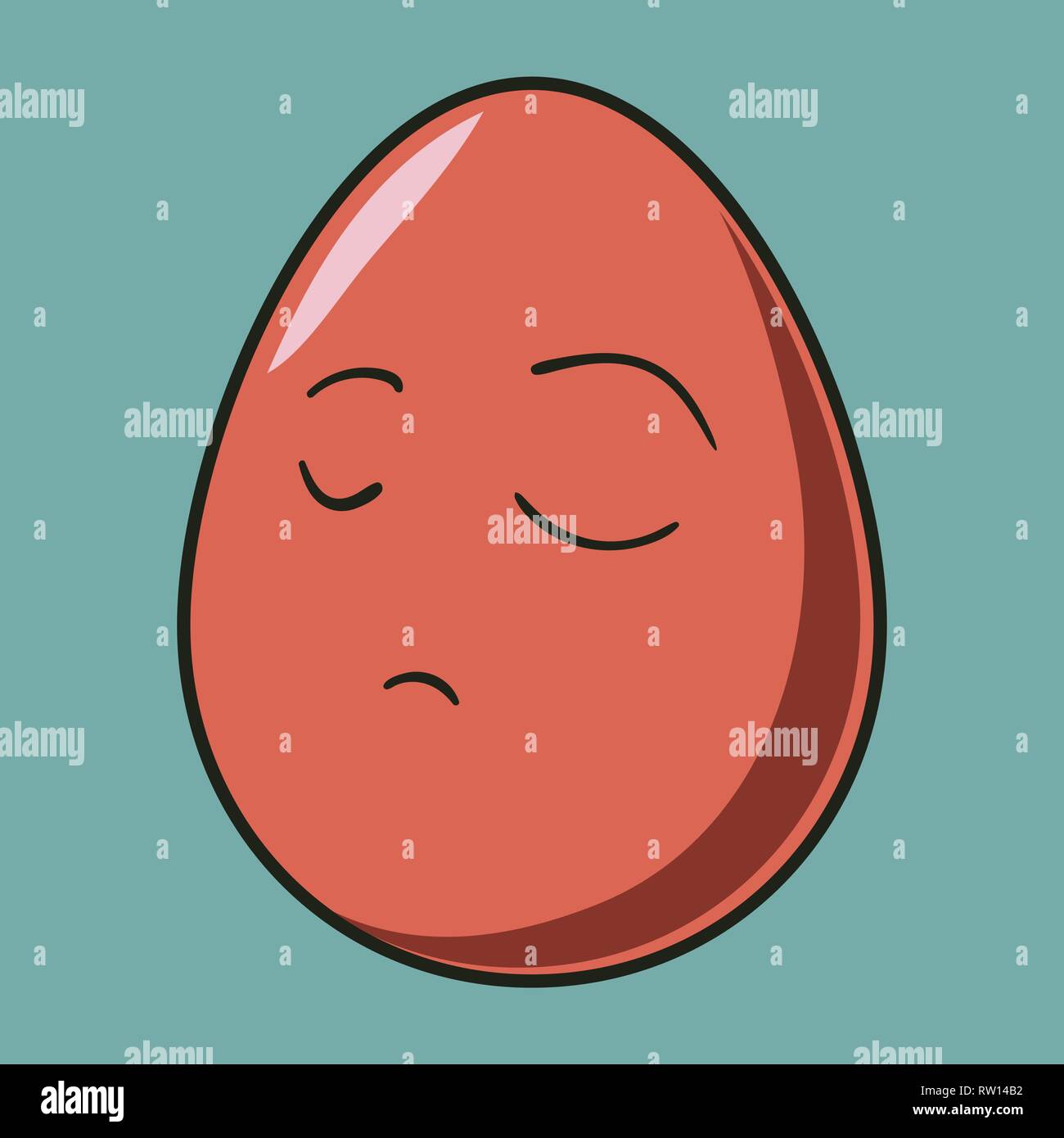 Funny cartoon Easter egg emoji icon. Cute emoticons Vector illustration