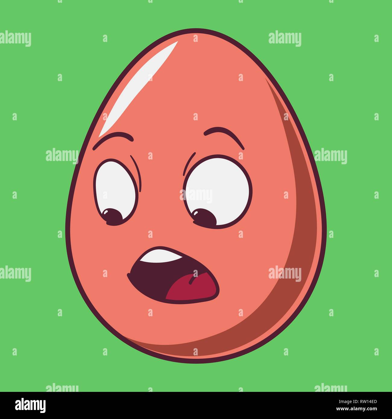 Funny cartoon Easter egg emoji icon. Cute emoticons Vector illustration