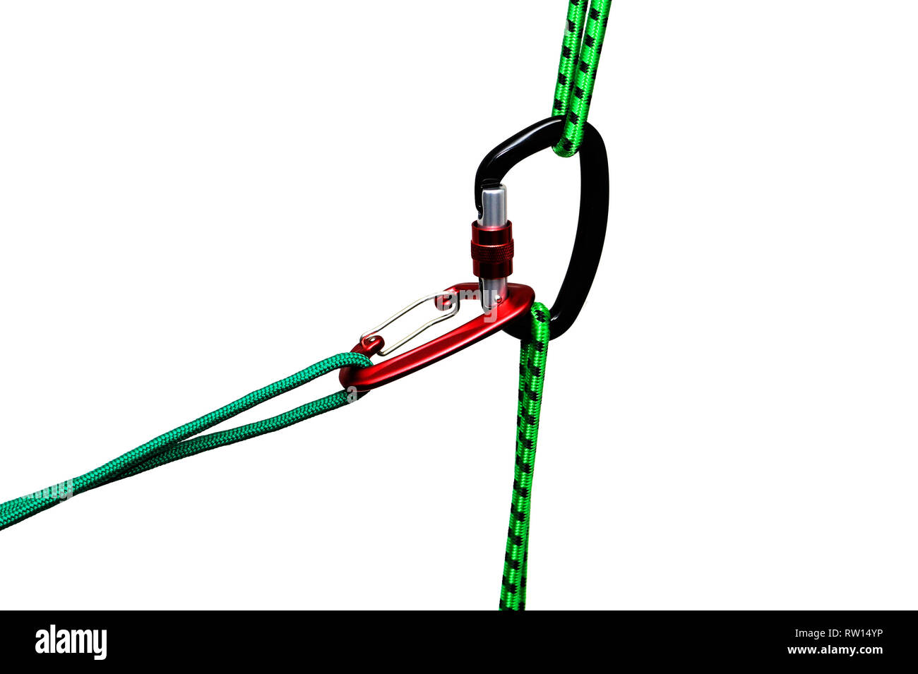 A carabiner, isolated on a white background, with a subtle sheen that hints at its functional purpose.