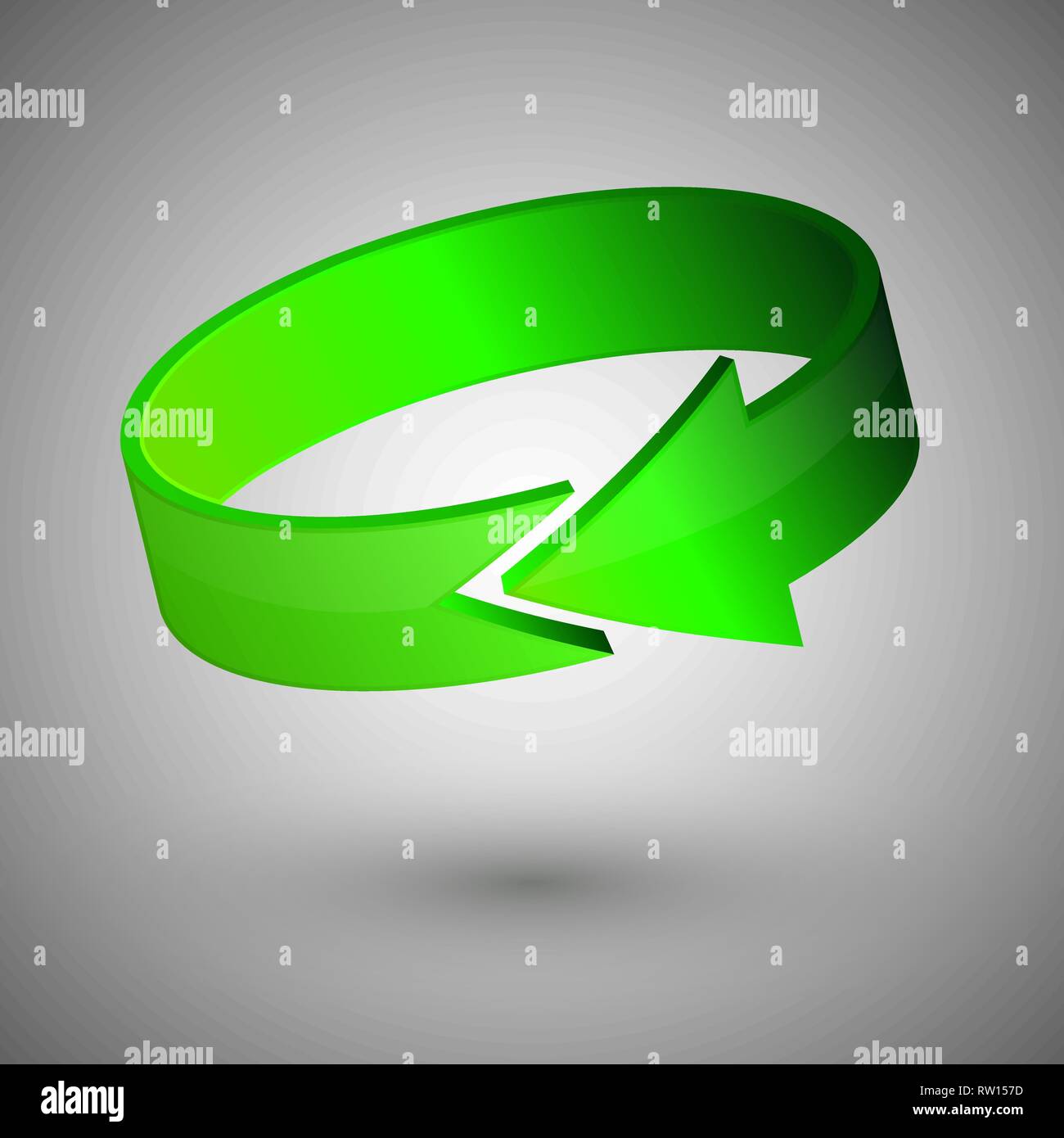 Circle green 3d arrow, vector. Stock Vector