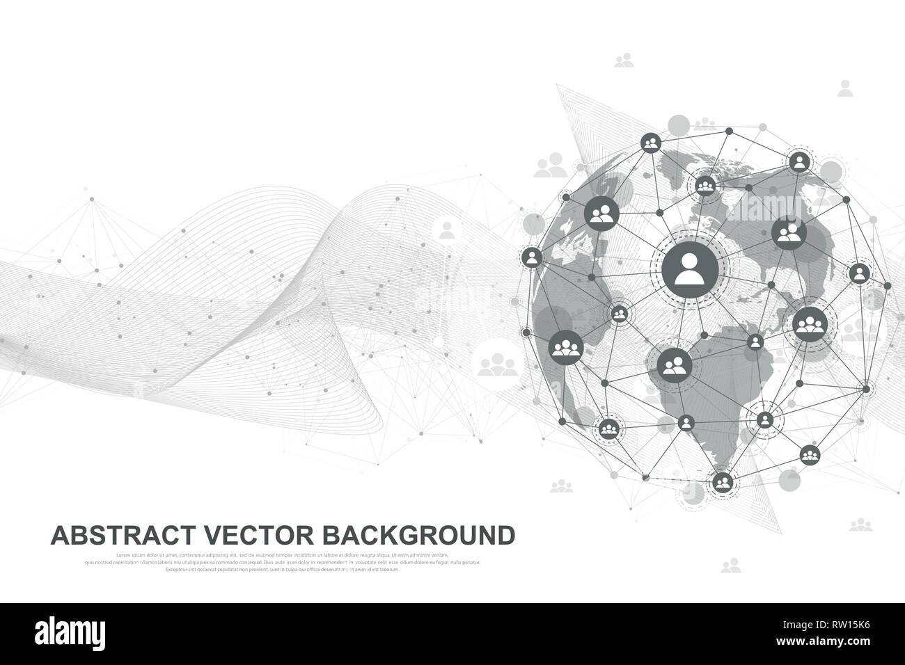 Futuristic abstract vector background blockchain technology. Peer to peer network business concept. Global cryptocurrency blockchain vector banner Stock Vector