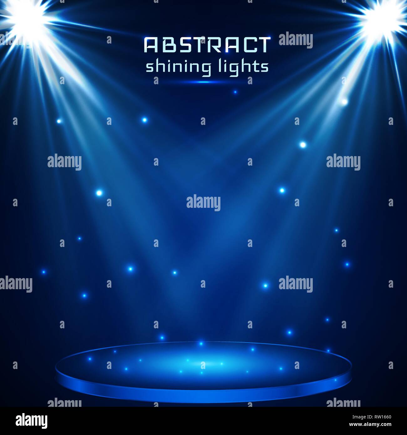 stage spot lighting. magic light. blue vector background Stock Vector ...