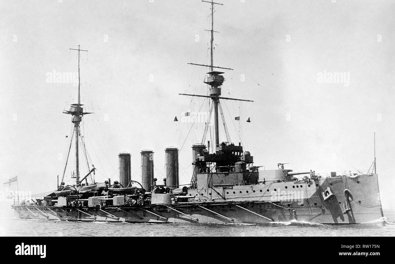 HMS Achilles warrior class armoured cruiser built for the royal navy in 1905 Image updated using digital restoration and retouching techniques Stock Photo