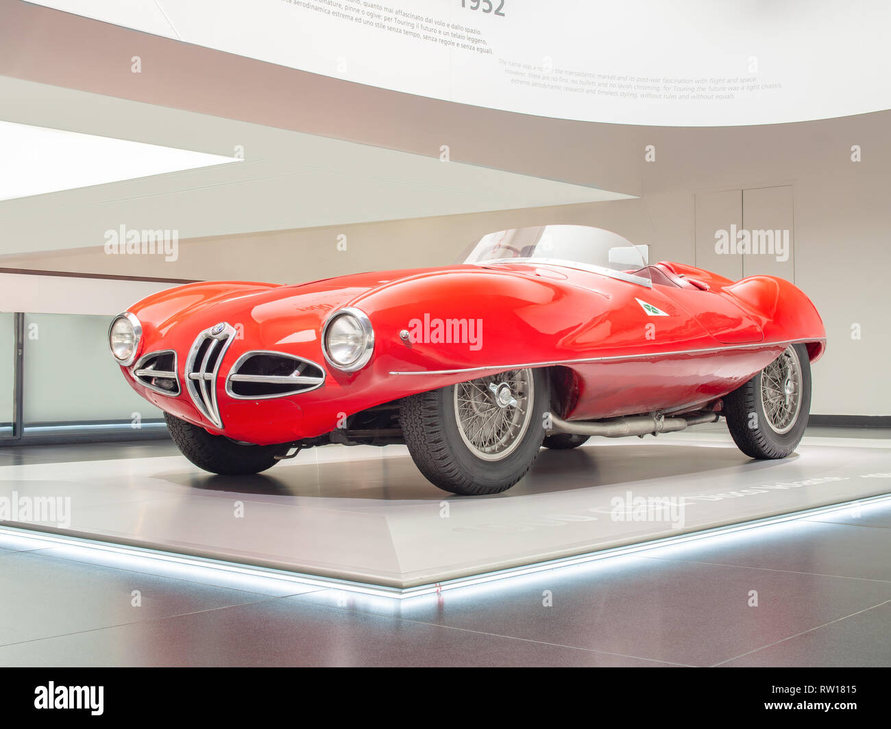 ARESE, ITALY-FEBRUARY 13, 2019: 1952 Alfa Romeo 1900 C52 Disco Volante in  the Alfa Romeo Museum (Museo Storico Alfa Romeo Stock Photo - Alamy