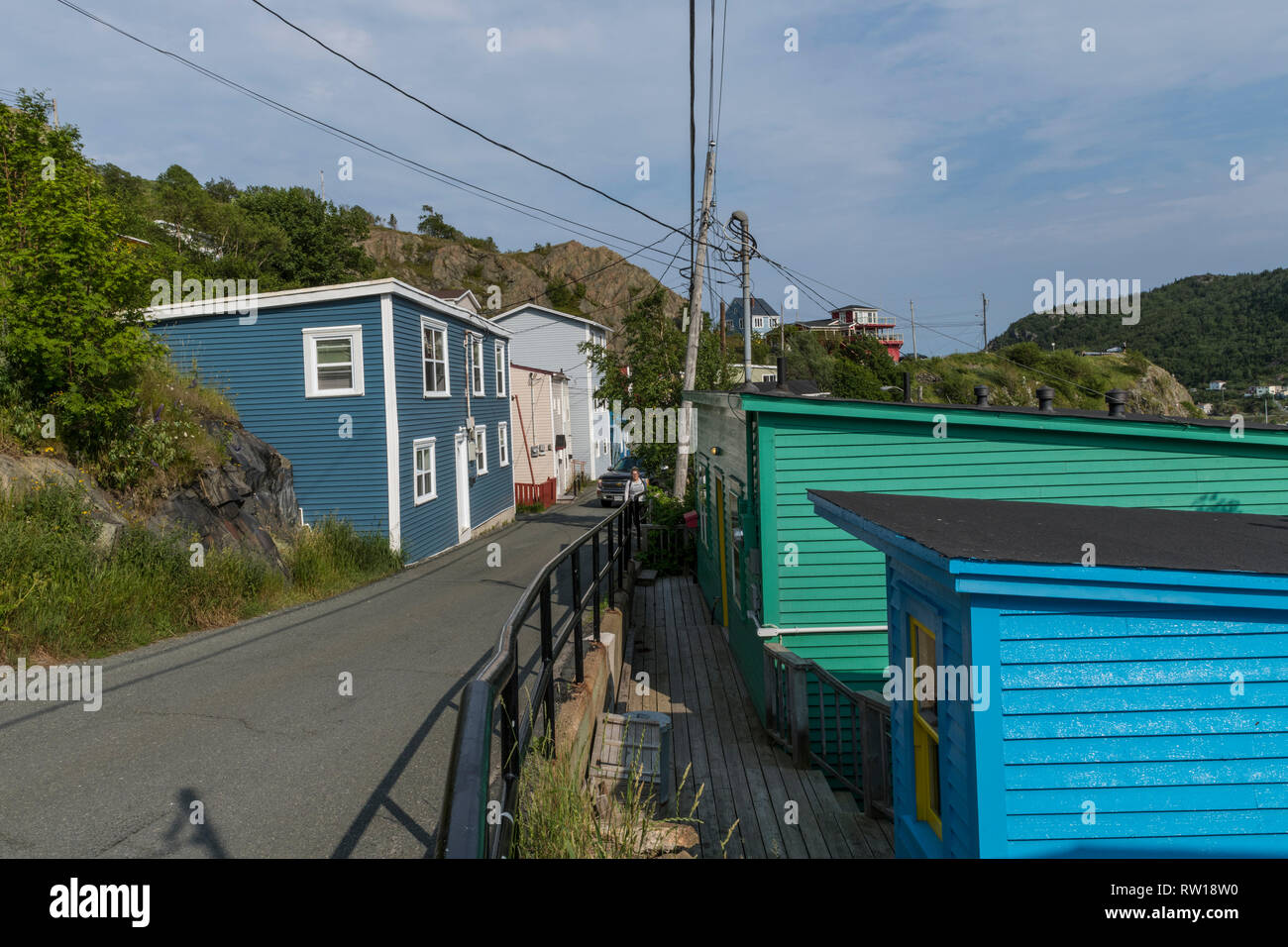 Residential homes, in The Battery area, Downtown St. John's, Newfoundland, Summer, 2018 Stock Photo