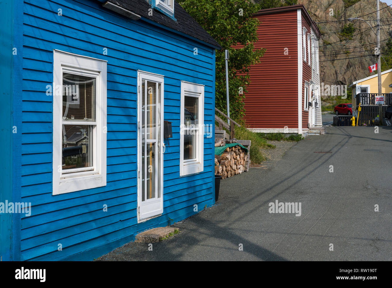 Residential homes, in The Battery area, Downtown St. John's, Newfoundland, Summer, 2018 Stock Photo